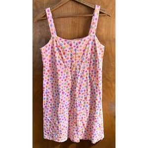 VINTAGE Pink Polka Dot Mini Babydoll Dress Fresh Produce Coquette Y2K Boho Artsy